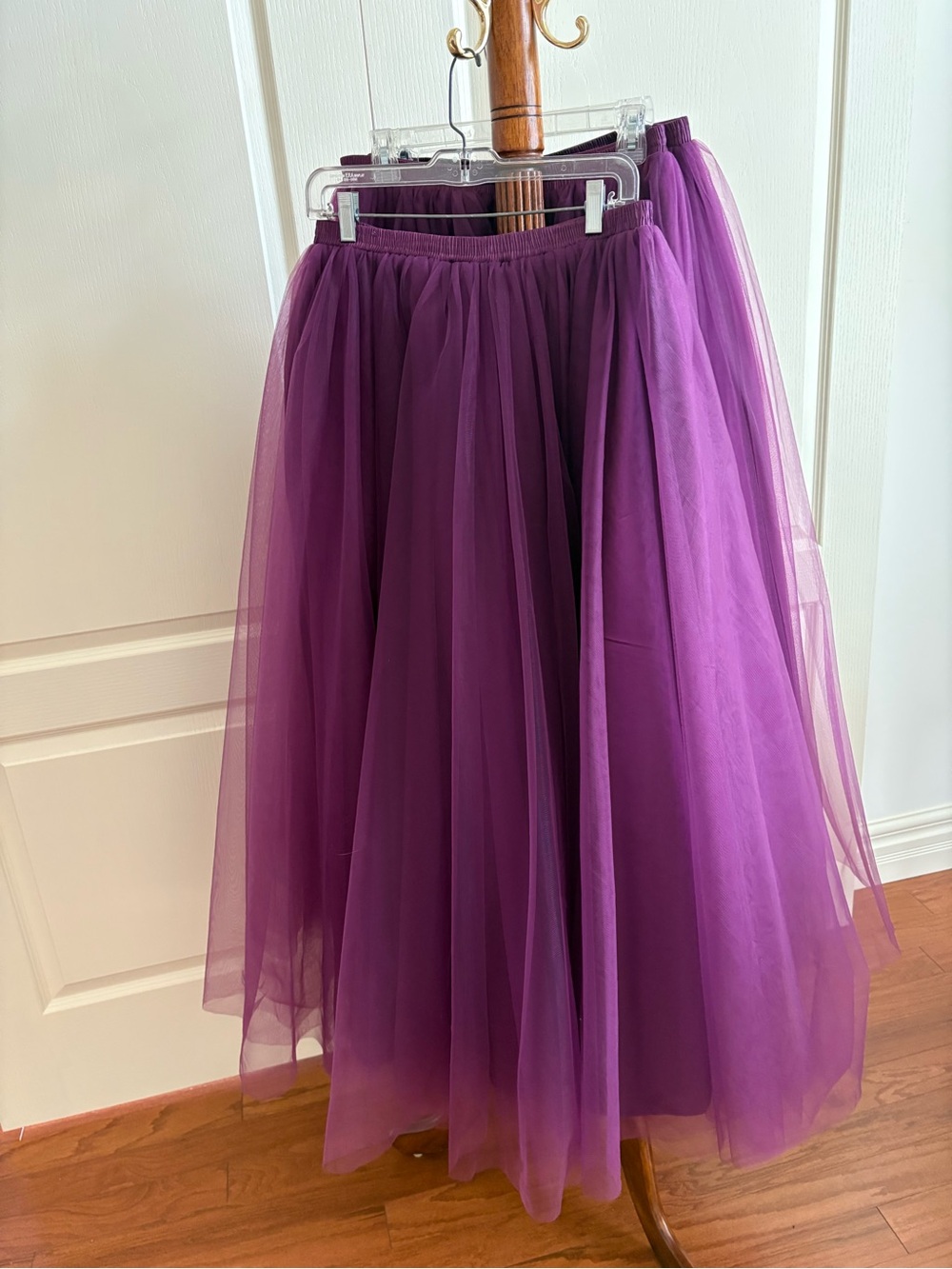 Voluminous Purple Tulle A-Line Skirt with Elastic Waist